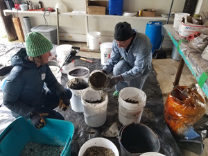 David making Ferrock cement